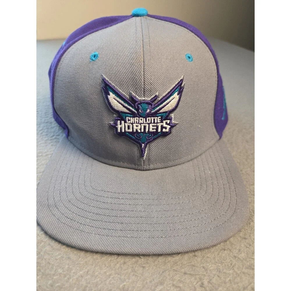 Air Jordan NBA Charlotte Hornets Pro Jumpman Snapback Hat Grey Purple Teal EUC